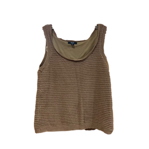 Simply Vera Vera Wang Brown Crochet Knit Sleeveless Sweater Medium